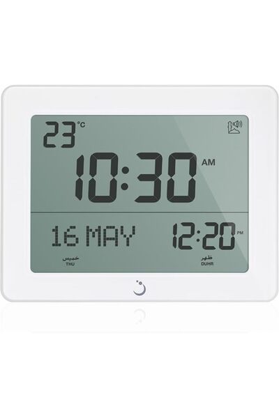 Zoon ساعة حائط أذان ألفاجر مع عرض مواقيت الصلاة - CF-19، ساعة صلاة بشاشة LCD ...