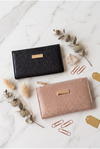 LYRA Bags & Accessories مجموعة حامل بطاقات بتصميم بسيط مكونة من قطعتين