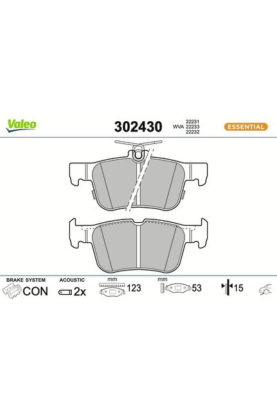VALEO Σετ τακακιών φρένων, δισκόφρενο 302430