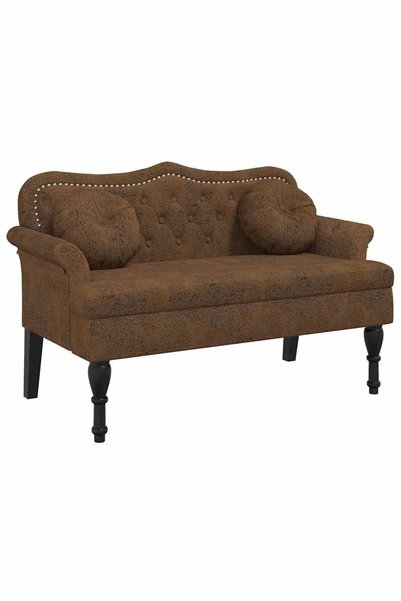 vidaxl Bancă cu perne maro 120,5x65x75 cm piele ecologică întoarsă