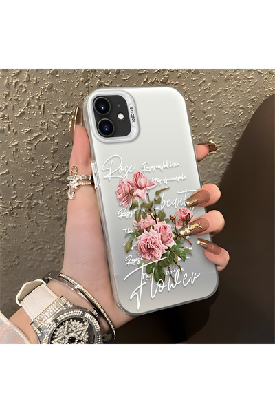 CHICASELUX iPhone 12/12 Pro Compatible Case with Rose and Lettering Design, P...