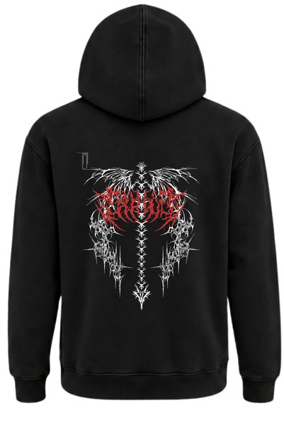 OPPPSSS Black Tribal Patterned 3 Thread Kangaroo Pocket Hooded Sweatshirt Thi...