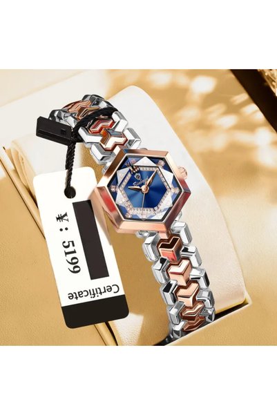 PW POLO WHITE Hexagonal Crystal Stylish Quartz Women's Watch.