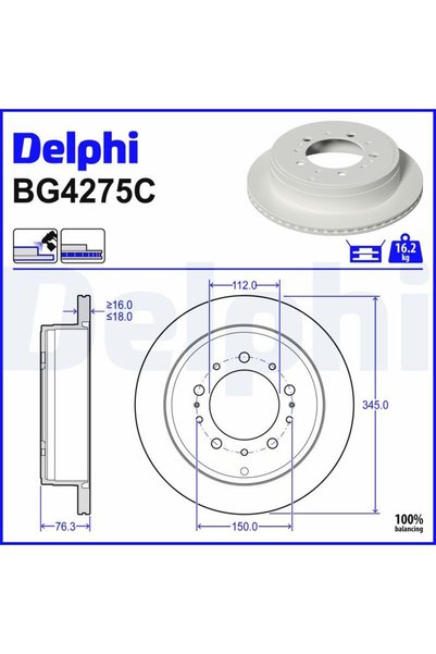 DELPHİ Спирачен диск BG4275C, комплект от 2 бр.