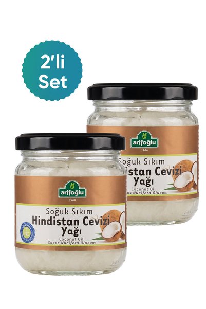 Arifoğlu Soğuk Sıkım Hindistan Cevizi Yağı 200 ml 2'li Set (2 x 200 ml) Cam K...