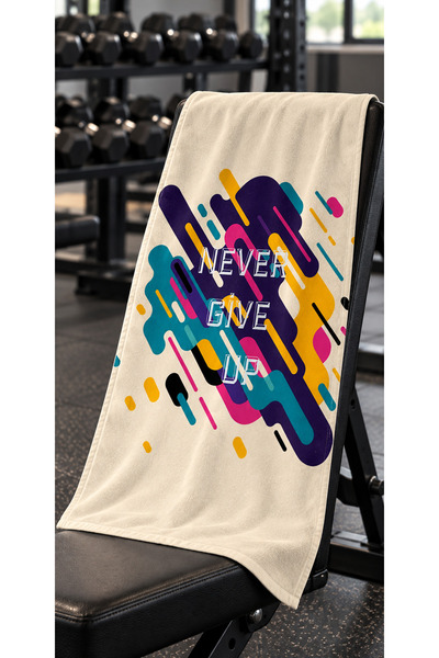 Dotamess منشفة رياضية مطبوعة عليها Never Give Up مقاس 50 × 100 سم، تمتص العرق...