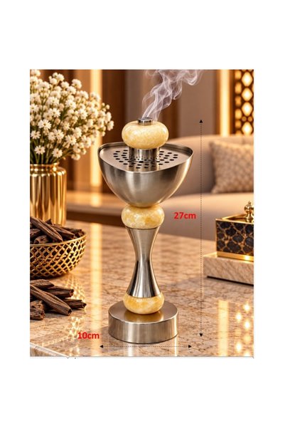 PLUS15 مبخرة استيل مودرن بلمسات رخامية 27 سم
