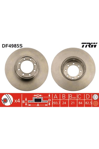 TRW Диск frana DF4985S, комплект 2 бр.