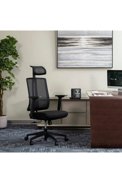 Midas Furniture كرسي راندل بمسند رأس عالي - أسود