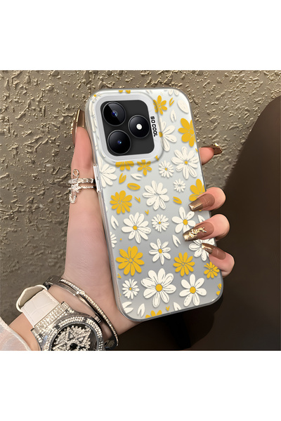 CHICASELUX غطاء هاتف مطبوع عليه تصميم زهرة الأقحوان، متوافق مع هواتف Realme C...