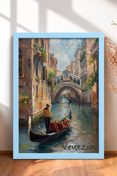 HOMEPACK Venecija, gondola i most, slika na platnu, poster Italije, zidni dek...