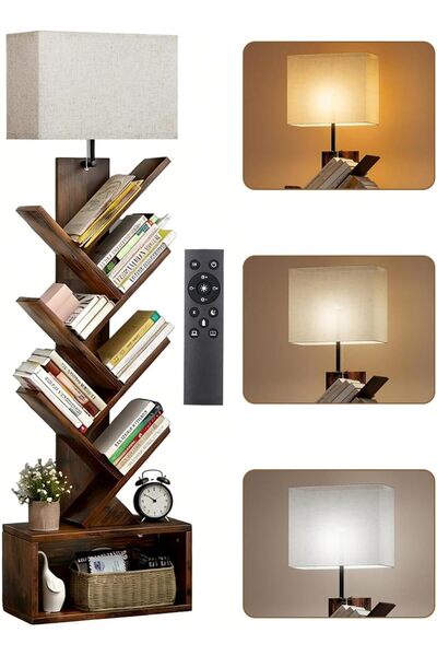 Generic 6 Tier Tree Bookshelf with Light for 3 Color Temperature, Vertical Bo...