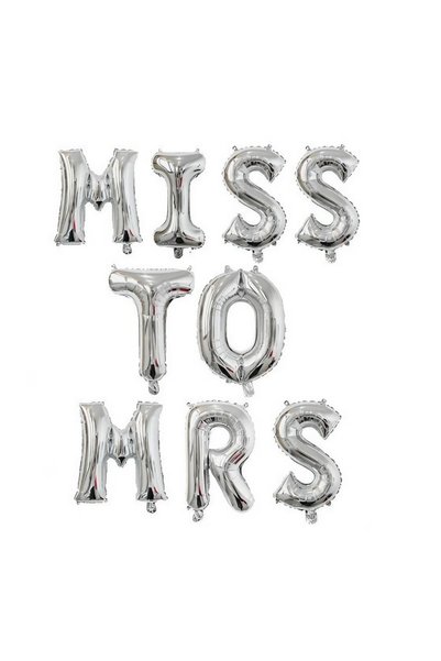 Evolium Set of metallic foil balloons, 40 cm letters, silver, evolium, “miss ...