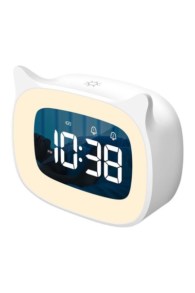 Noonedibs Ceas deșteptător cu lumină de noapte pentru copii cu desene animate...