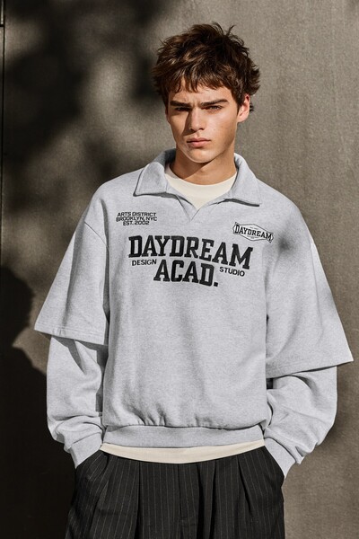 Bershka Çift kol efektli polo sweatshirt