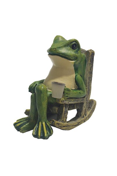 Noonedibs Statuie de broască cu energie solară – decorațiune de exterior în f...