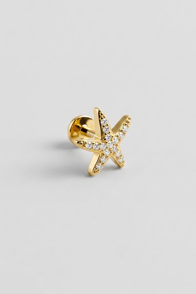 So CHIC... Deniz Yıldızı 18 Ayar Sarı Altın Kaplama Gümüş Tragus-Helix Piercing