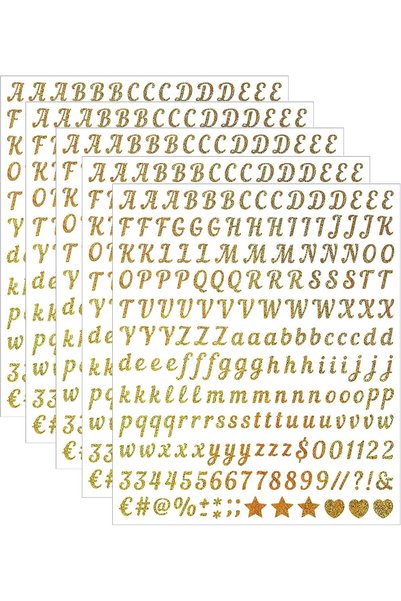 Generic 0.5 Inch Alphabet Number Stickers, Golden Self Adhesive Vinyl Letters...
