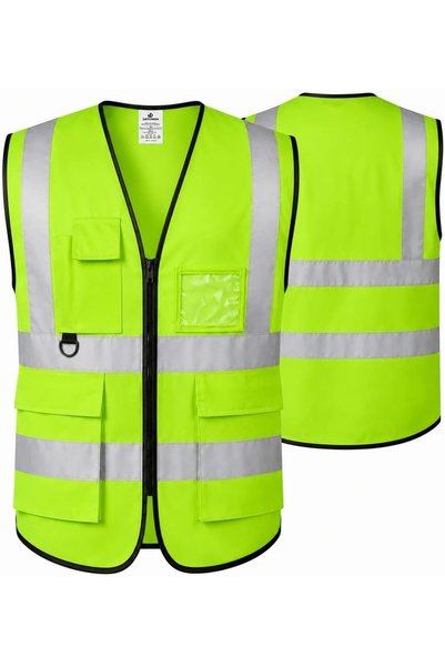 SafetyFirst High Visibility Reflective Safety Vest, Breathable Work Vest with...