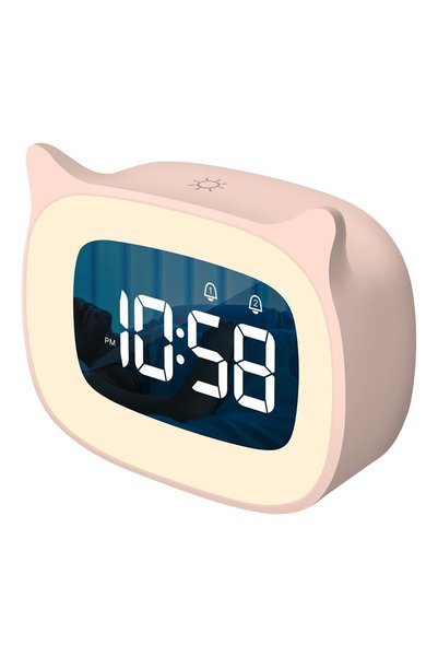 Noonedibs Ceas deșteptător cu lumină de noapte pentru copii cu desene animate...