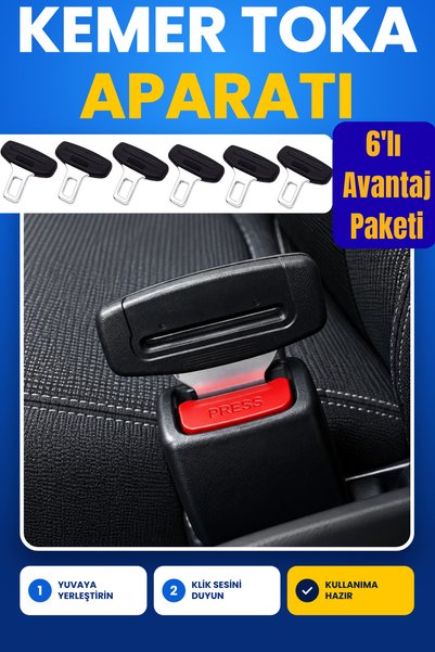 Güventak Emniyet Kemeri 6'lı Paket Emniyet Kemeri Toka Aparatı - 3 Araçlık Si...