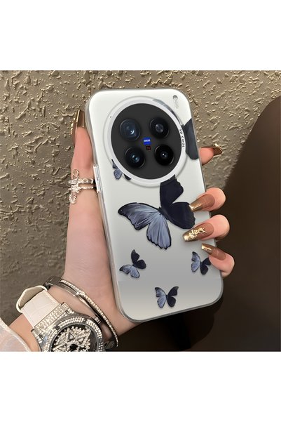 CHICASELUX Vivo X200 Pro Compatible Black and Gray Butterfly Print Protective...