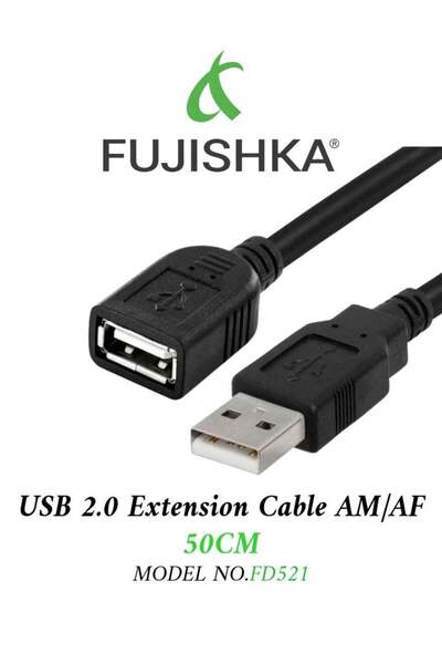 FUJISHKA كابل تمديد USB بطول 50 سم، من نوع USB 2.0، ذكر إلى أنثى – يستخدم كمو...