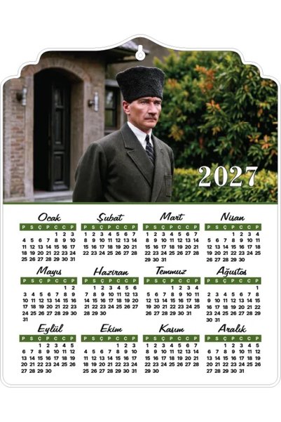 HalkKitabevi Kalpaklı 2027 Ahşap Atatürk Duvar Takvimi