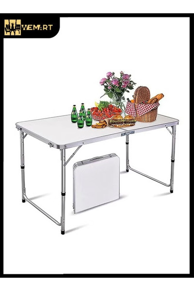 Wemart Folding Picnic Table, Aluminum Portable Camping Table with Handle, Adj...