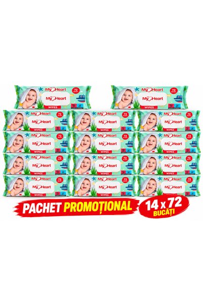 my heart Set of 14x 72 baby wet wipes with aloe vera