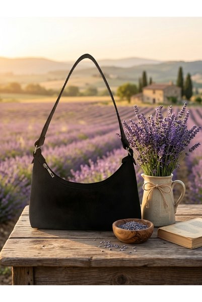 YMZBAG حقيبة كتف نسائية من جلد الغزال الأسود