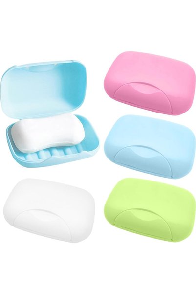 JKJ&ZXZ 4PCS Soap Box Holder, Plastic Travel Soap Dish, Portable Leak-Proof S...