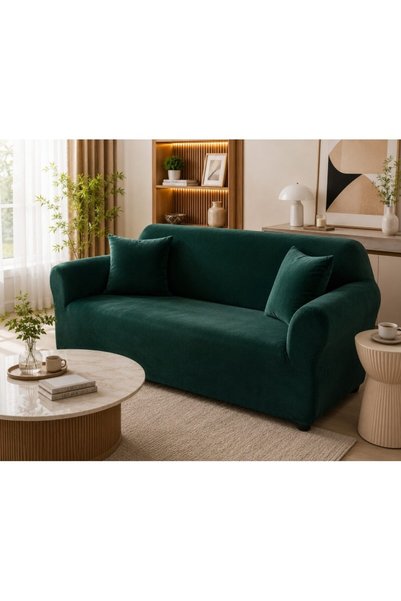 JOJO HOME Κάλυμμα καναπέ, Jojo Home, Ελαστικό λεπτό βελούδο, Μονόχρωμο, 2θέσι...