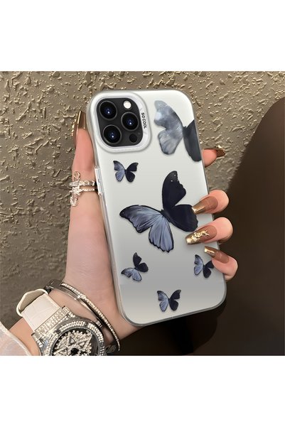 CHICASELUX Black and Gray Butterfly-Printed Protective Case Compatible with i...