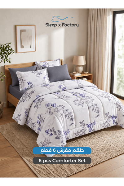 Sleep x Factory Winter Velvet 6-Piece King Comforter Set, Ultra-Soft Plush Qu...