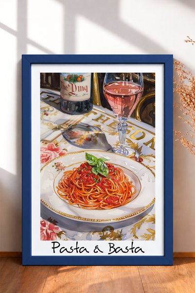 HOMEPACK Pasta & Basta: Σπαγγέτι με ροζέ κρασί – Πίνακας με κορνίζα – Αφίσα α...