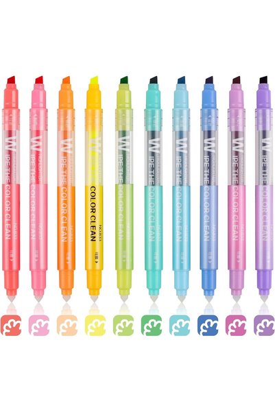 Generic Erasable Highlighters, Dual Tip 10 Colors Erasable Highlighter Pen As...