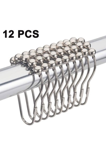 Noonedibs Cârlige inele pentru perdea de duș, cârlige metalice rezistente la ...