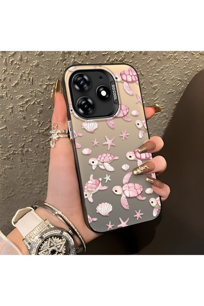 CHICASELUX Pink Turtle and Seashell Patterned Silicone Case Compatible with T...
