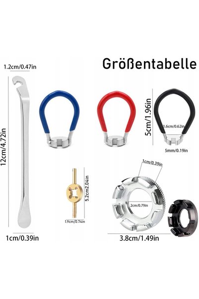 Amazon SET DE 9 Piese: Cheie pentru spițele de bicicletă, lingură pentru anve...