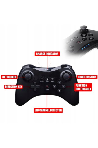 Amazon CONTROLER FĂRĂ FIR PENTRU JOCURI, COMPATIBIL CU WII U PRO, NEGRU + CAB...