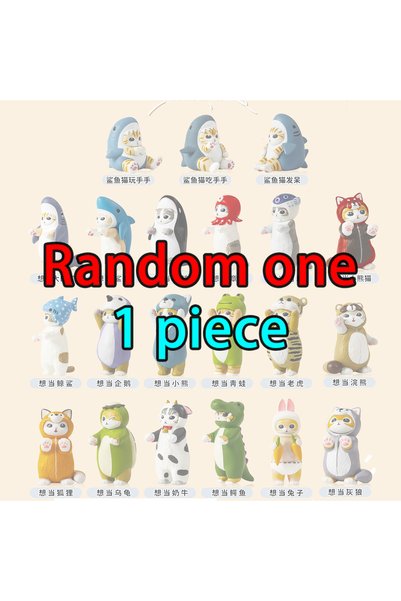 BANDAI Random one Mofusand Mini Blind Box Shark Cat Figure Cute Animal Costum...