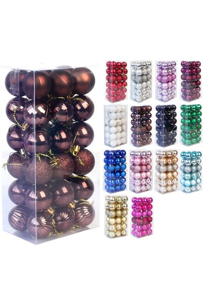 Noonedibs Set de 36 ornamente de Craciun cu globuri, incasabile, globuri de b...