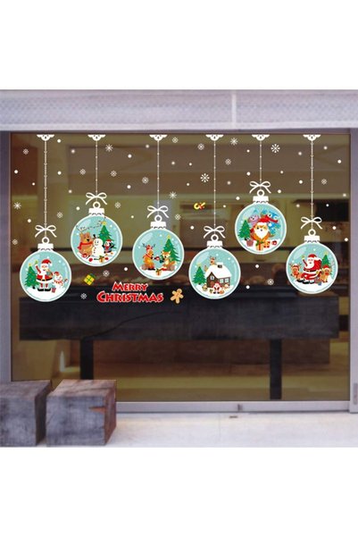 Noonedibs Globuri de Crăciun decorațiuni fulgi de zăpadă PVC fereastră agăță ...