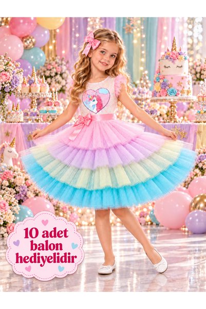 Sevimli Kids PUL SEQUIN.. Βραδινό φόρεμα για πάρτι γενεθλίων με στέμμα