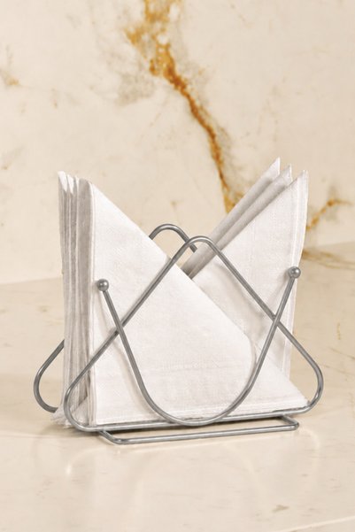 Edora Home Mat Gümüş Metal Masaüstü Peçetelik, Sofra, Kafe ve Restoran İçin Peçete Standı