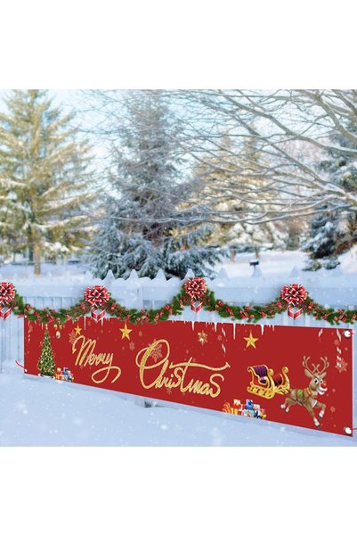 Noonedibs Banner mare de Craciun Fericit, semn in carouri rosii cu model de b...