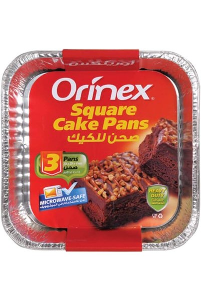 Generic صواني كيك مربعة، 3 قطع، فضية اللون