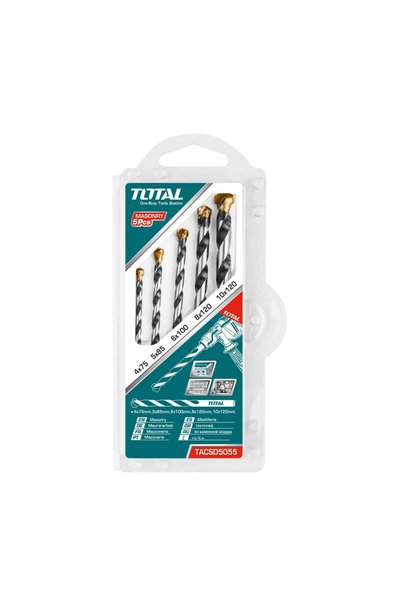 TOTAL Set de burghie pentru beton, Ø 4-10 mm, set 5 piese