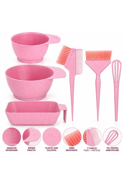 Ardette Set vopsit parul, 3 boluri gradate cu 3 pensule pentru vopsea de par,...